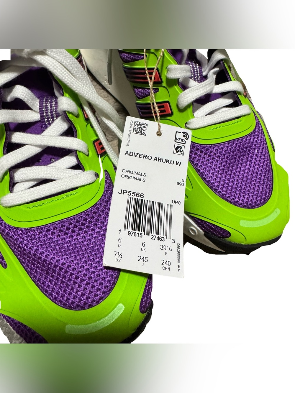 adidas Adizero Aruku Lace Up Women's 7.5 Green Purple Sneakers Athletic JP556 NW - Picture 5 of 7